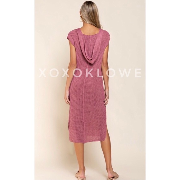POL Dark Pink Sleeveless Hooded Sweater Dress Relaxed Fit - Picture 6 of 15